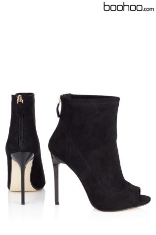 Boohoo Peep Toe Suedette Ankle Boots